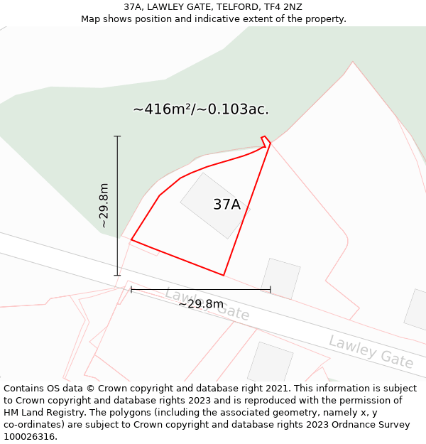37A, LAWLEY GATE, TELFORD, TF4 2NZ: Plot and title map