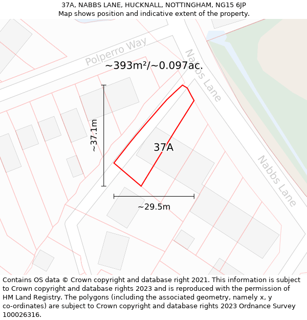 37A, NABBS LANE, HUCKNALL, NOTTINGHAM, NG15 6JP: Plot and title map