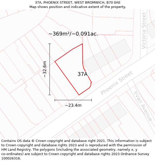 37A, PHOENIX STREET, WEST BROMWICH, B70 0AE: Plot and title map