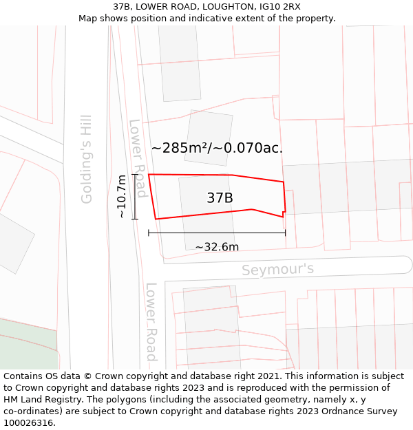 37B, LOWER ROAD, LOUGHTON, IG10 2RX: Plot and title map
