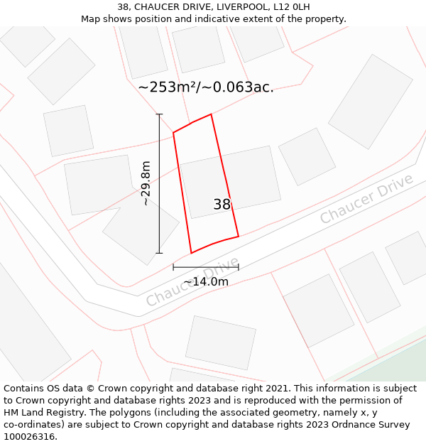 38, CHAUCER DRIVE, LIVERPOOL, L12 0LH: Plot and title map