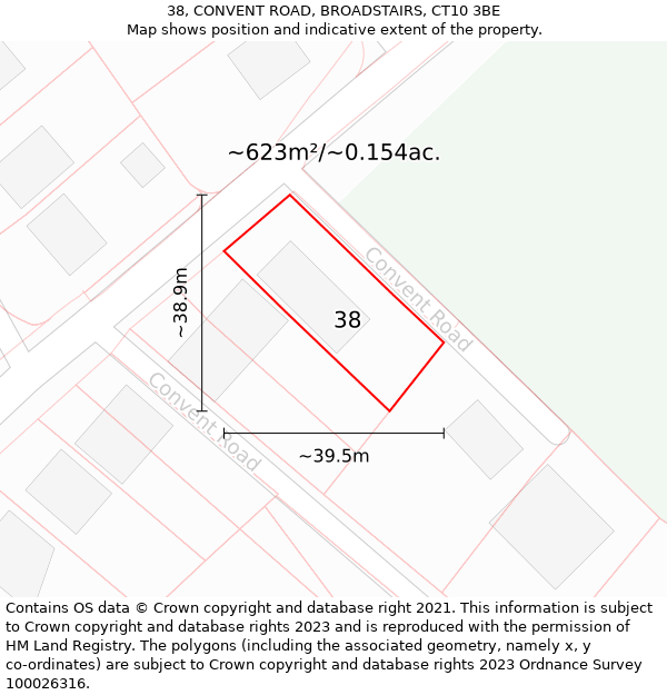 38, CONVENT ROAD, BROADSTAIRS, CT10 3BE: Plot and title map