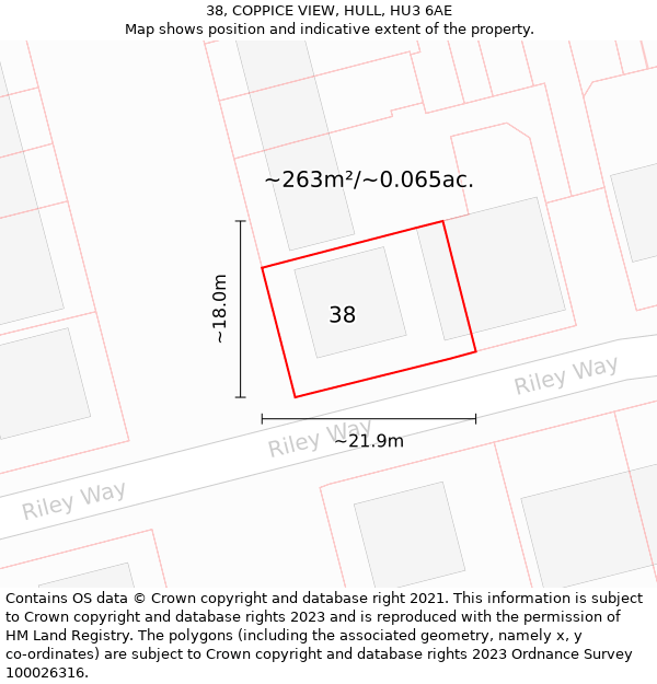 38, COPPICE VIEW, HULL, HU3 6AE: Plot and title map