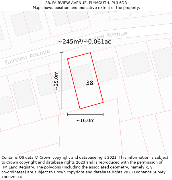 38, FAIRVIEW AVENUE, PLYMOUTH, PL3 6DR: Plot and title map