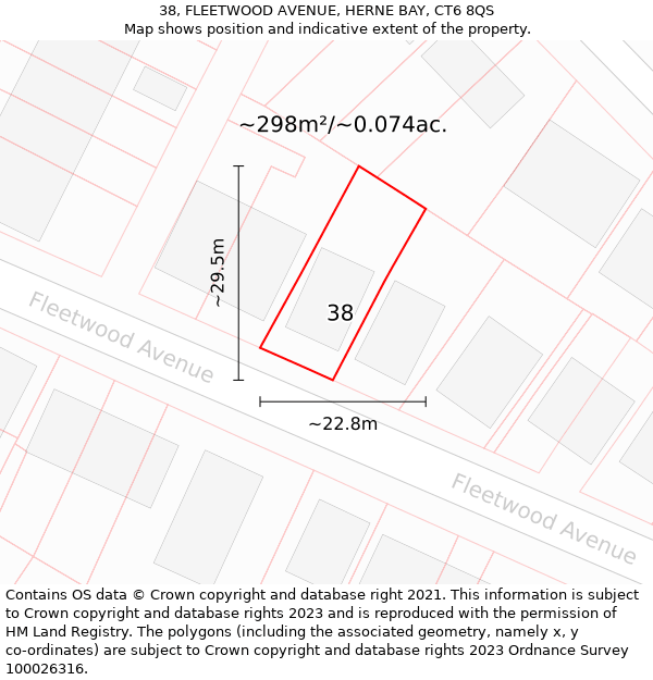 38, FLEETWOOD AVENUE, HERNE BAY, CT6 8QS: Plot and title map