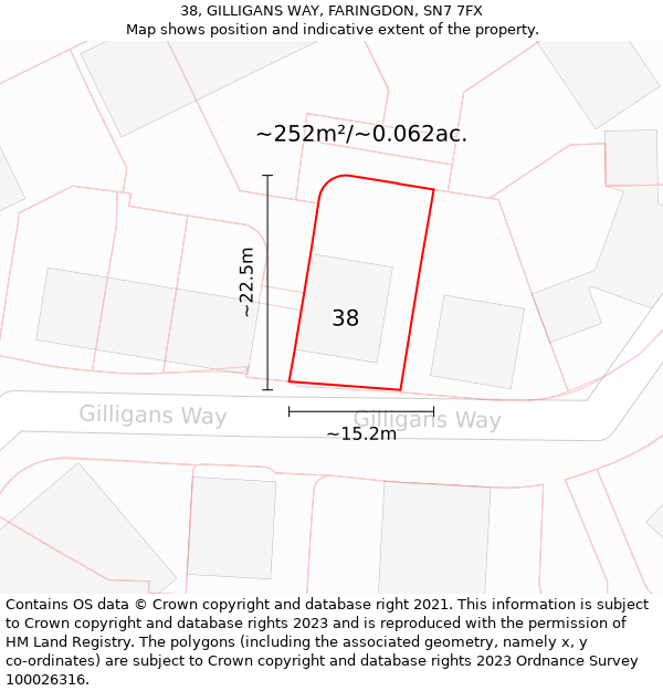 38, GILLIGANS WAY, FARINGDON, SN7 7FX: Plot and title map