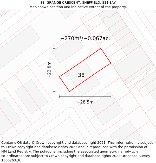 38, GRANGE CRESCENT, SHEFFIELD, S11 8AY: Plot and title map