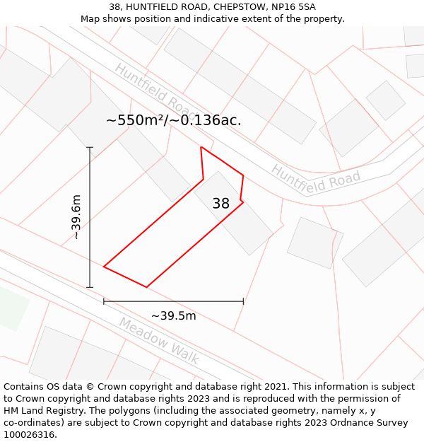 38, HUNTFIELD ROAD, CHEPSTOW, NP16 5SA: Plot and title map