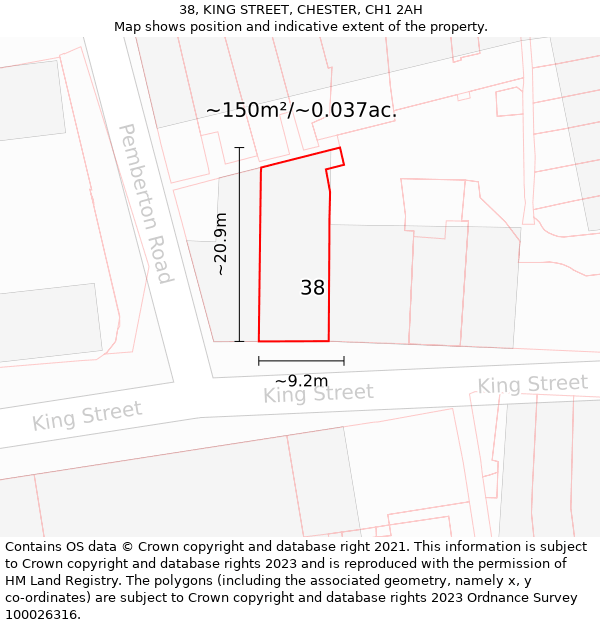 38, KING STREET, CHESTER, CH1 2AH: Plot and title map