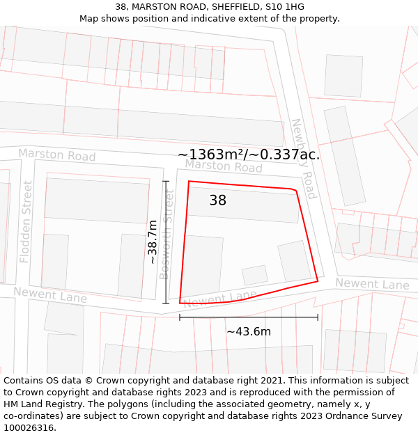 38, MARSTON ROAD, SHEFFIELD, S10 1HG: Plot and title map