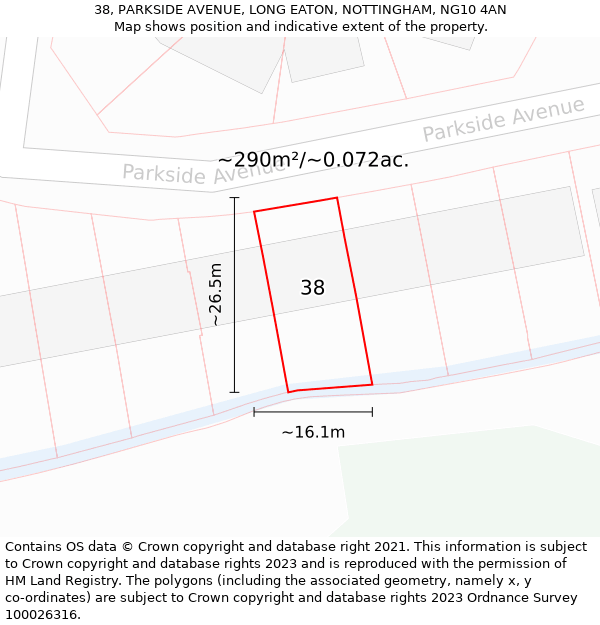 38, PARKSIDE AVENUE, LONG EATON, NOTTINGHAM, NG10 4AN: Plot and title map