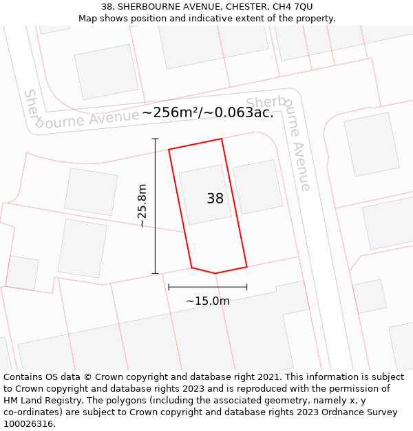 38, SHERBOURNE AVENUE, CHESTER, CH4 7QU: Plot and title map