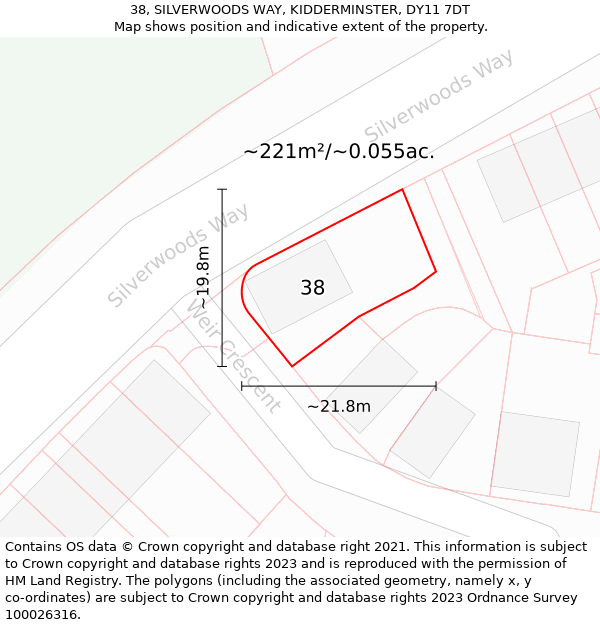 38, SILVERWOODS WAY, KIDDERMINSTER, DY11 7DT: Plot and title map