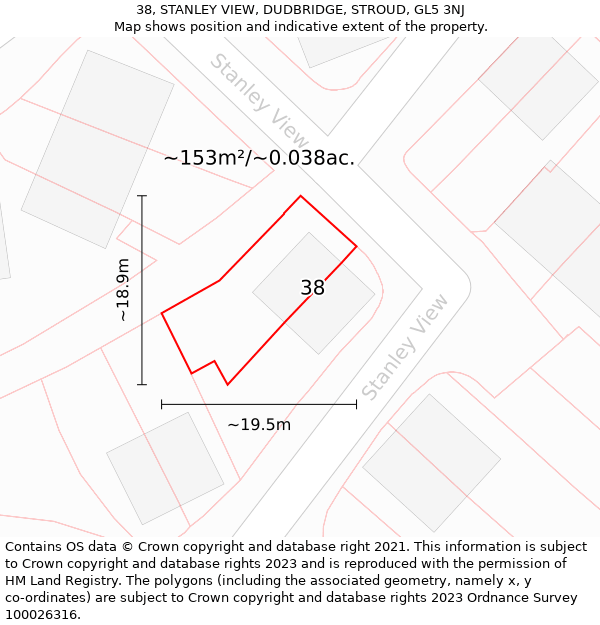 38, STANLEY VIEW, DUDBRIDGE, STROUD, GL5 3NJ: Plot and title map