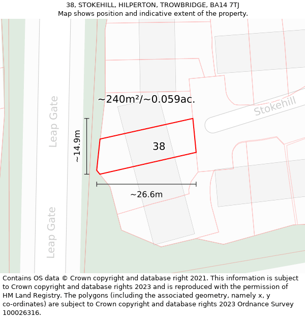 38, STOKEHILL, HILPERTON, TROWBRIDGE, BA14 7TJ: Plot and title map