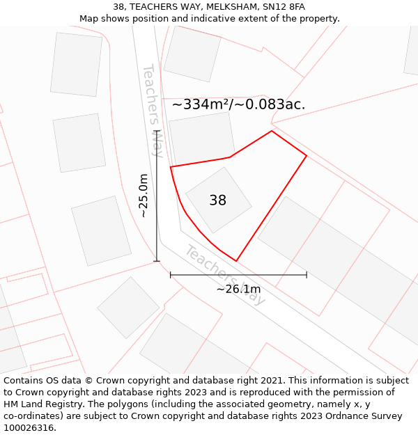 38, TEACHERS WAY, MELKSHAM, SN12 8FA: Plot and title map