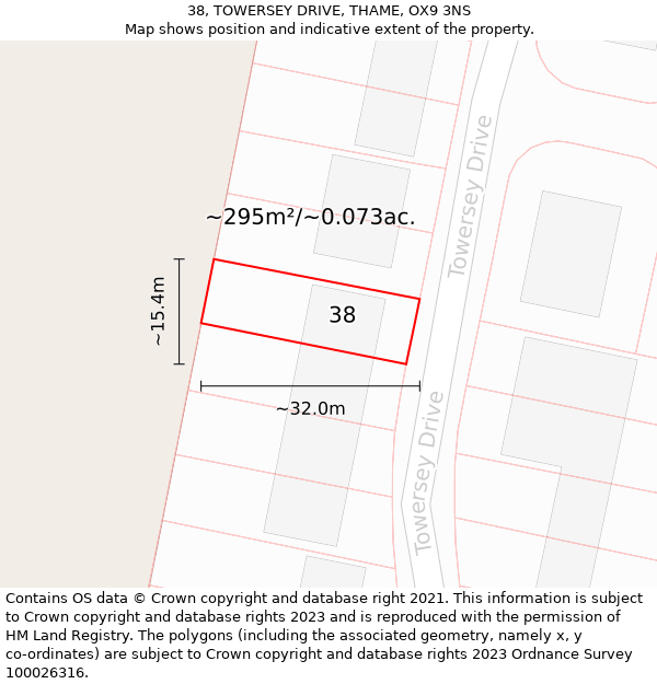 38, TOWERSEY DRIVE, THAME, OX9 3NS: Plot and title map