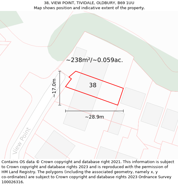 38, VIEW POINT, TIVIDALE, OLDBURY, B69 1UU: Plot and title map