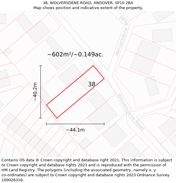 38, WOLVERSDENE ROAD, ANDOVER, SP10 2BA: Plot and title map