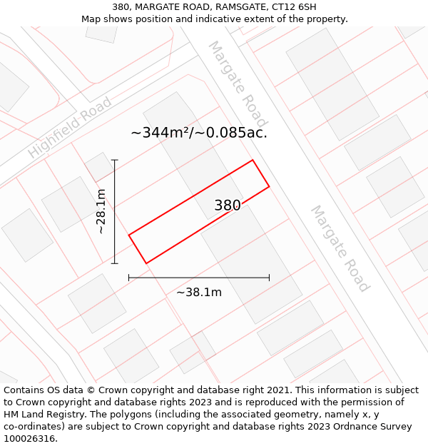 380, MARGATE ROAD, RAMSGATE, CT12 6SH: Plot and title map