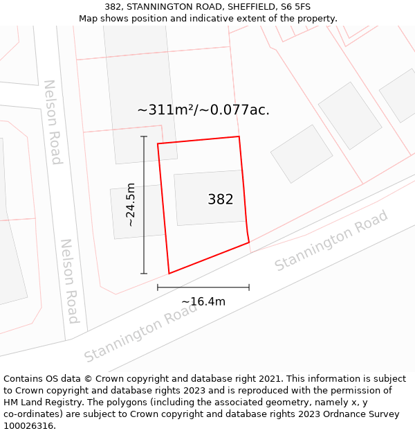 382, STANNINGTON ROAD, SHEFFIELD, S6 5FS: Plot and title map