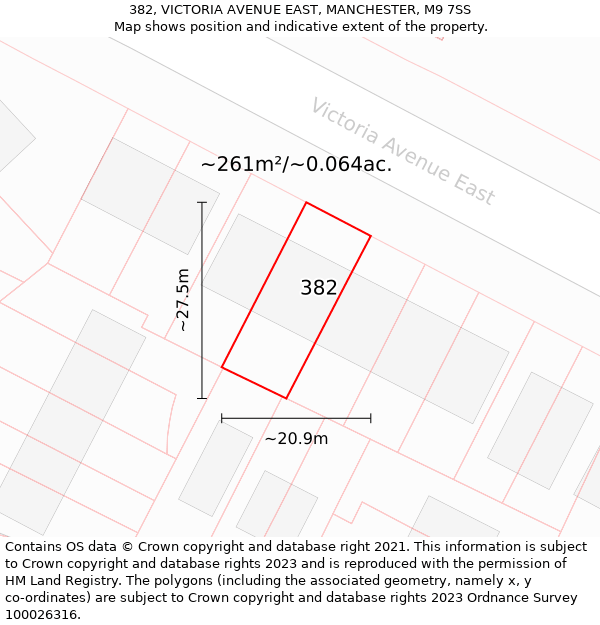 382, VICTORIA AVENUE EAST, MANCHESTER, M9 7SS: Plot and title map