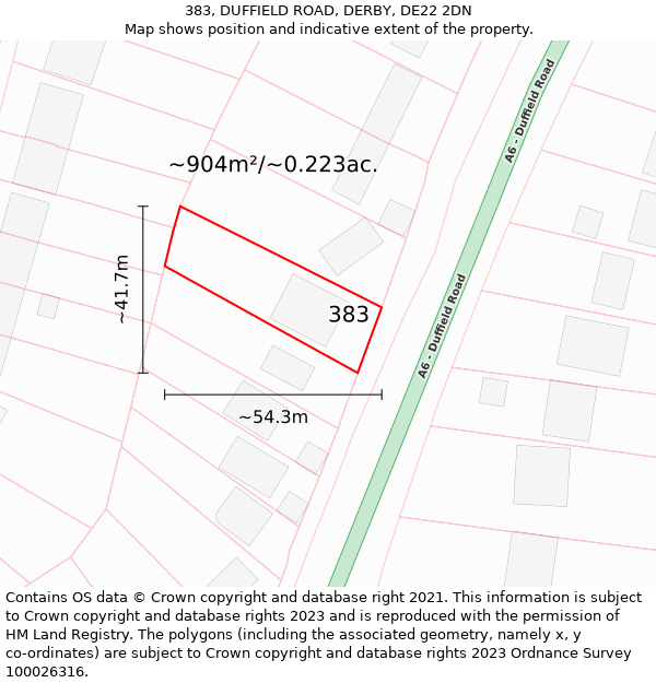 383, DUFFIELD ROAD, DERBY, DE22 2DN: Plot and title map