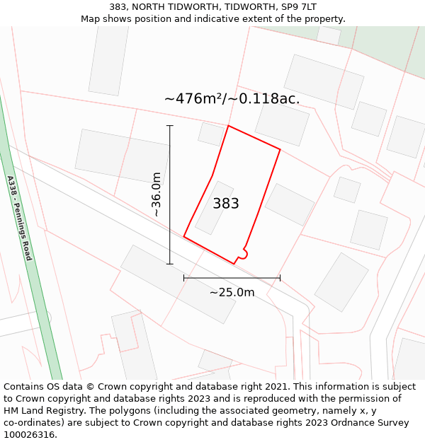 383, NORTH TIDWORTH, TIDWORTH, SP9 7LT: Plot and title map