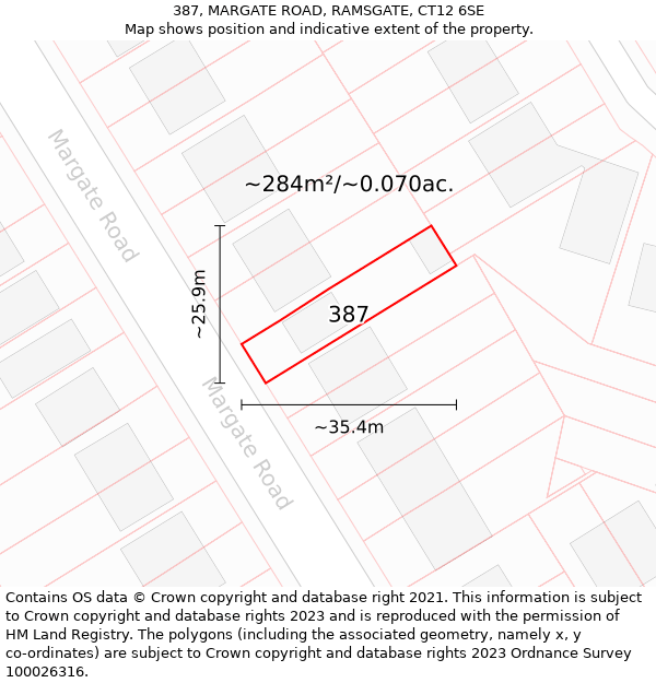 387, MARGATE ROAD, RAMSGATE, CT12 6SE: Plot and title map