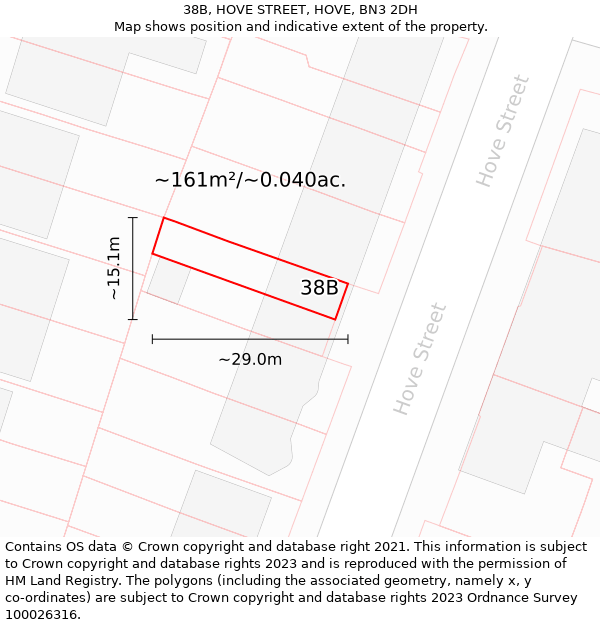 38B, HOVE STREET, HOVE, BN3 2DH: Plot and title map