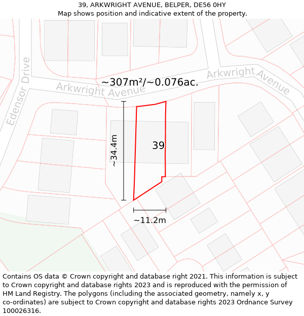 39, ARKWRIGHT AVENUE, BELPER, DE56 0HY: Plot and title map