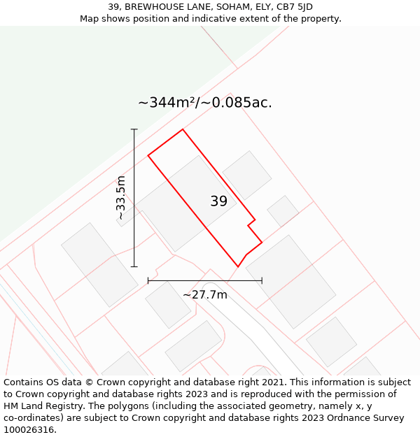 39, BREWHOUSE LANE, SOHAM, ELY, CB7 5JD: Plot and title map