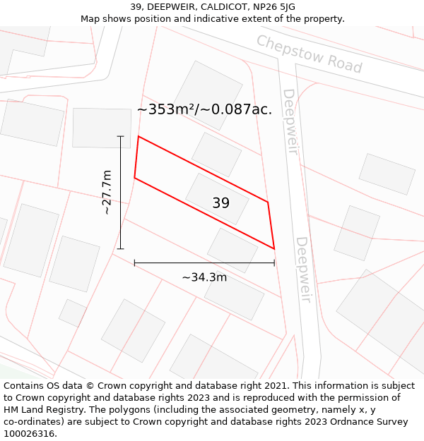 39, DEEPWEIR, CALDICOT, NP26 5JG: Plot and title map