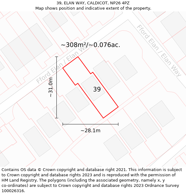 39, ELAN WAY, CALDICOT, NP26 4PZ: Plot and title map