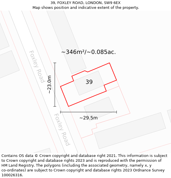 39, FOXLEY ROAD, LONDON, SW9 6EX: Plot and title map