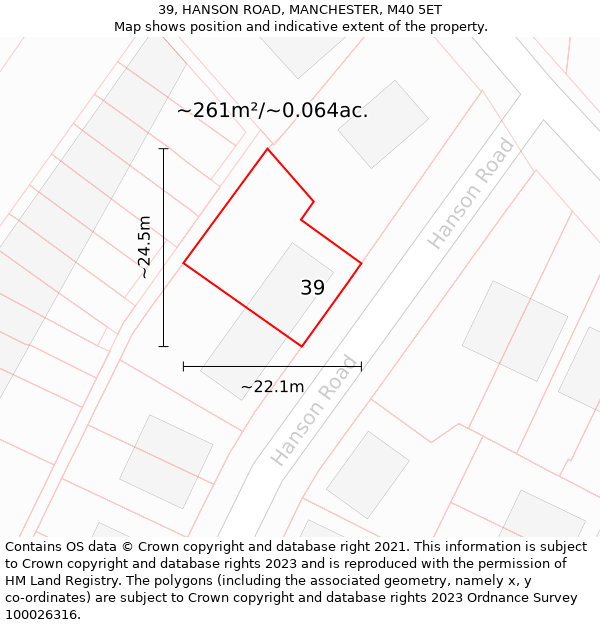 39, HANSON ROAD, MANCHESTER, M40 5ET: Plot and title map