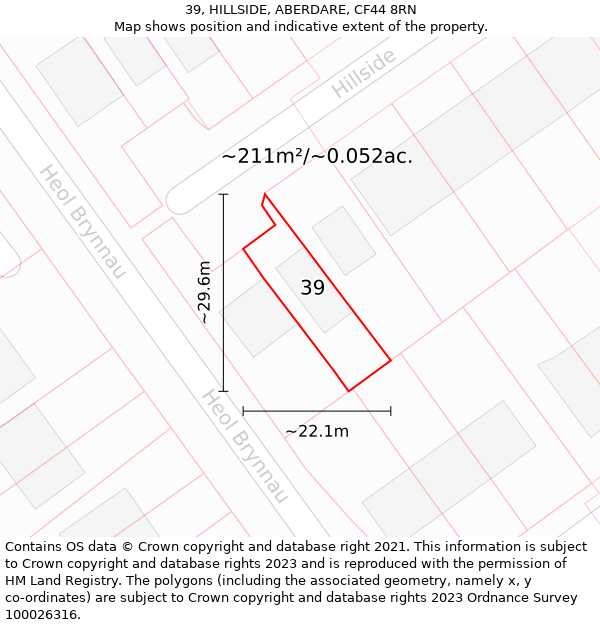 39, HILLSIDE, ABERDARE, CF44 8RN: Plot and title map