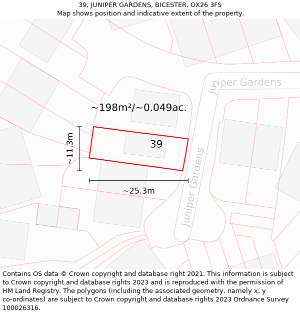 39, JUNIPER GARDENS, BICESTER, OX26 3FS: Plot and title map