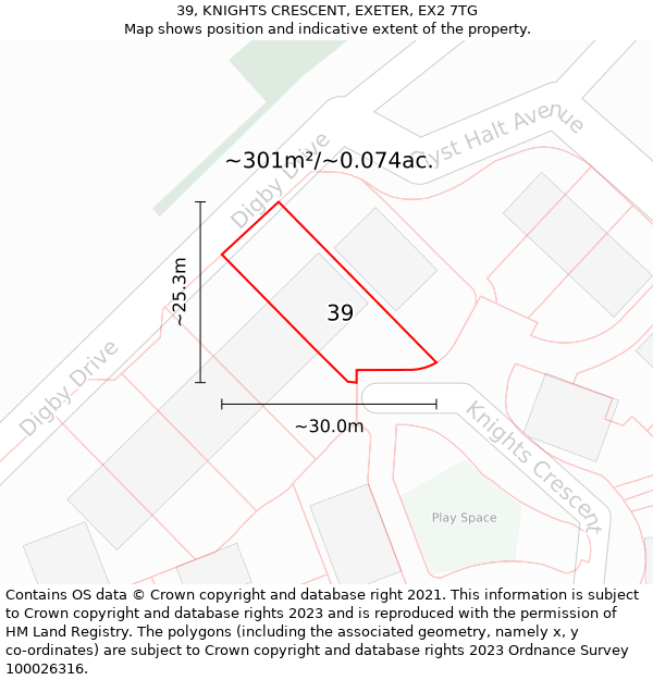 39, KNIGHTS CRESCENT, EXETER, EX2 7TG: Plot and title map