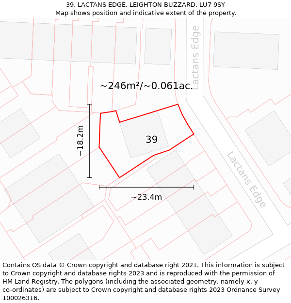 39, LACTANS EDGE, LEIGHTON BUZZARD, LU7 9SY: Plot and title map