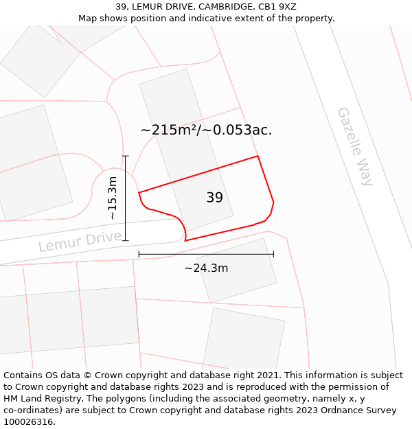 39, LEMUR DRIVE, CAMBRIDGE, CB1 9XZ: Plot and title map