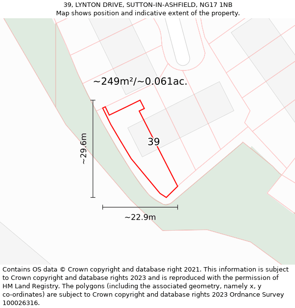 39, LYNTON DRIVE, SUTTON-IN-ASHFIELD, NG17 1NB: Plot and title map