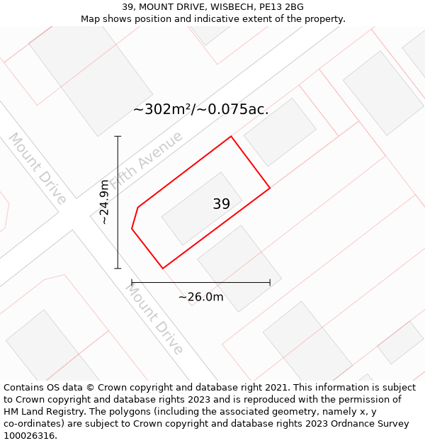 39, MOUNT DRIVE, WISBECH, PE13 2BG: Plot and title map