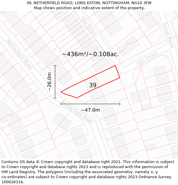 39, NETHERFIELD ROAD, LONG EATON, NOTTINGHAM, NG10 3FW: Plot and title map