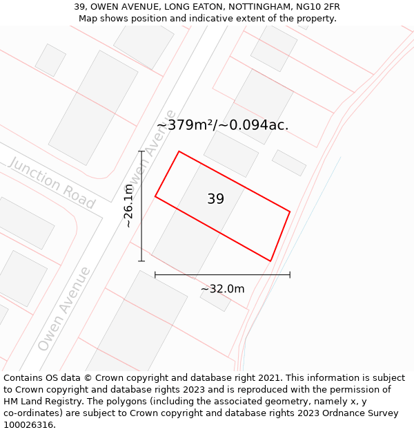 39, OWEN AVENUE, LONG EATON, NOTTINGHAM, NG10 2FR: Plot and title map