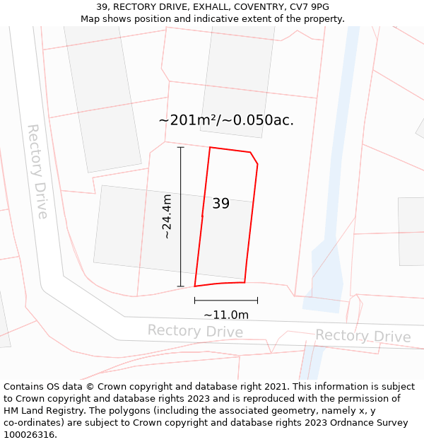 39, RECTORY DRIVE, EXHALL, COVENTRY, CV7 9PG: Plot and title map