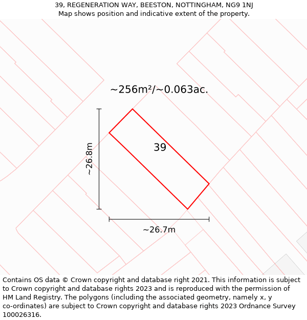 39, REGENERATION WAY, BEESTON, NOTTINGHAM, NG9 1NJ: Plot and title map