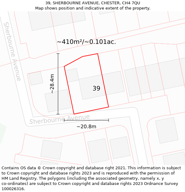 39, SHERBOURNE AVENUE, CHESTER, CH4 7QU: Plot and title map