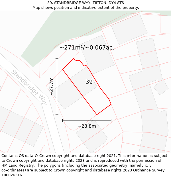 39, STANDBRIDGE WAY, TIPTON, DY4 8TS: Plot and title map