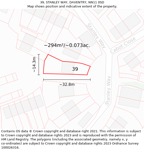 39, STANLEY WAY, DAVENTRY, NN11 0SD: Plot and title map